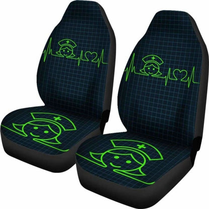 Nurse Heartbeat Green - Car Seat Cover (Set of)