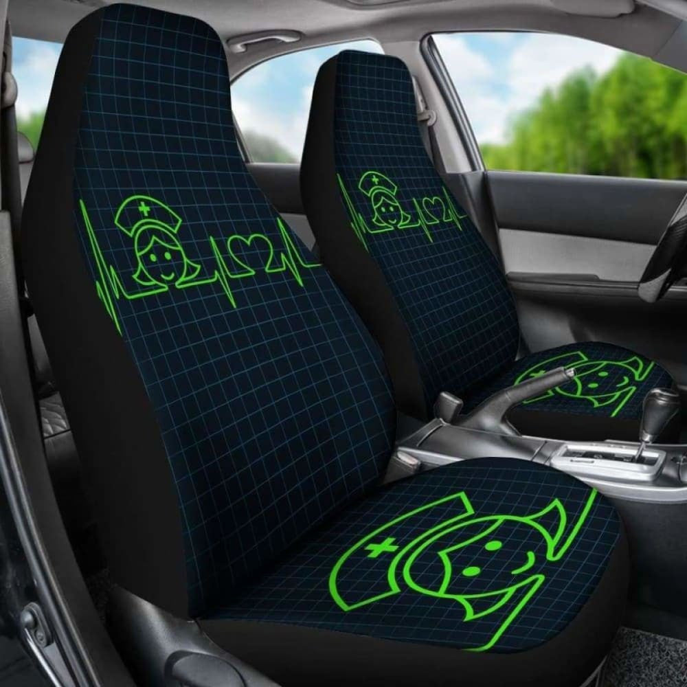 Nurse Heartbeat Green - Car Seat Cover (Set of)