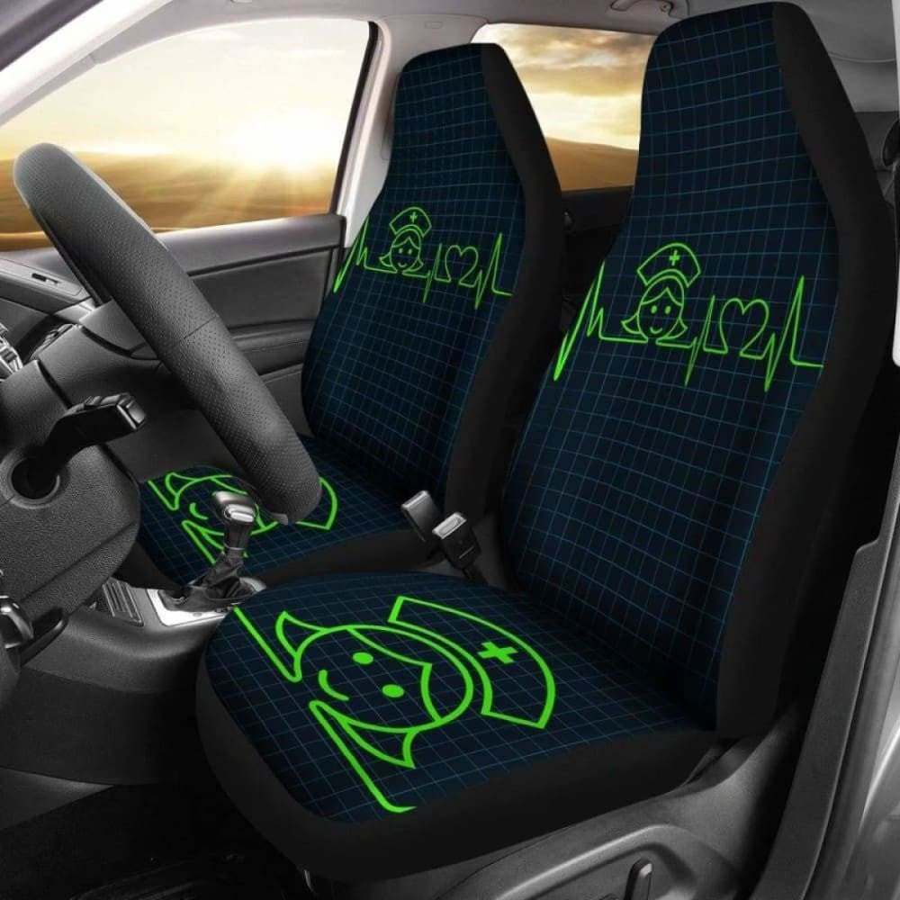 Nurse Heartbeat Green - Car Seat Cover (Set of)