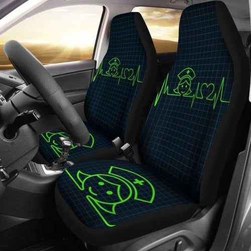 Nurse Heartbeat Green - Car Seat Cover (Set of)