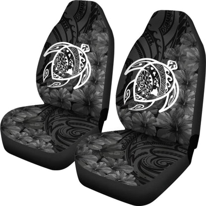 Alohawaii Car Seat Covers - Hawaii Turtle Map Hibiscus Poly White - New Awesome