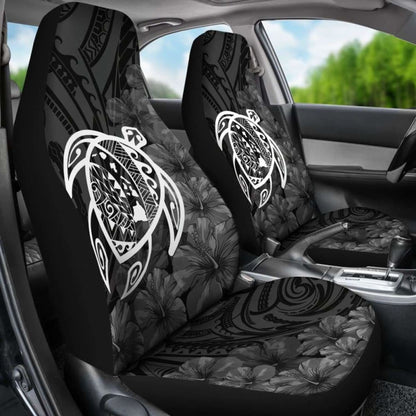 Alohawaii Car Seat Covers - Hawaii Turtle Map Hibiscus Poly White - New Awesome