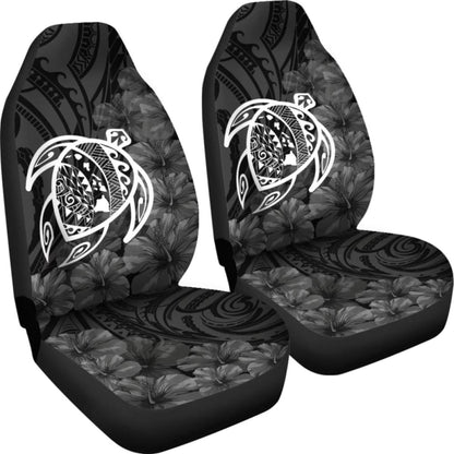 Alohawaii Car Seat Covers - Hawaii Turtle Map Hibiscus Poly White - New Awesome