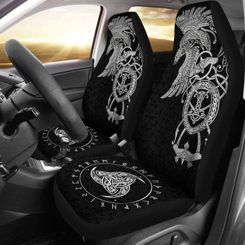 Viking Odin'S Raven Horn Of Odin Car Seat Covers