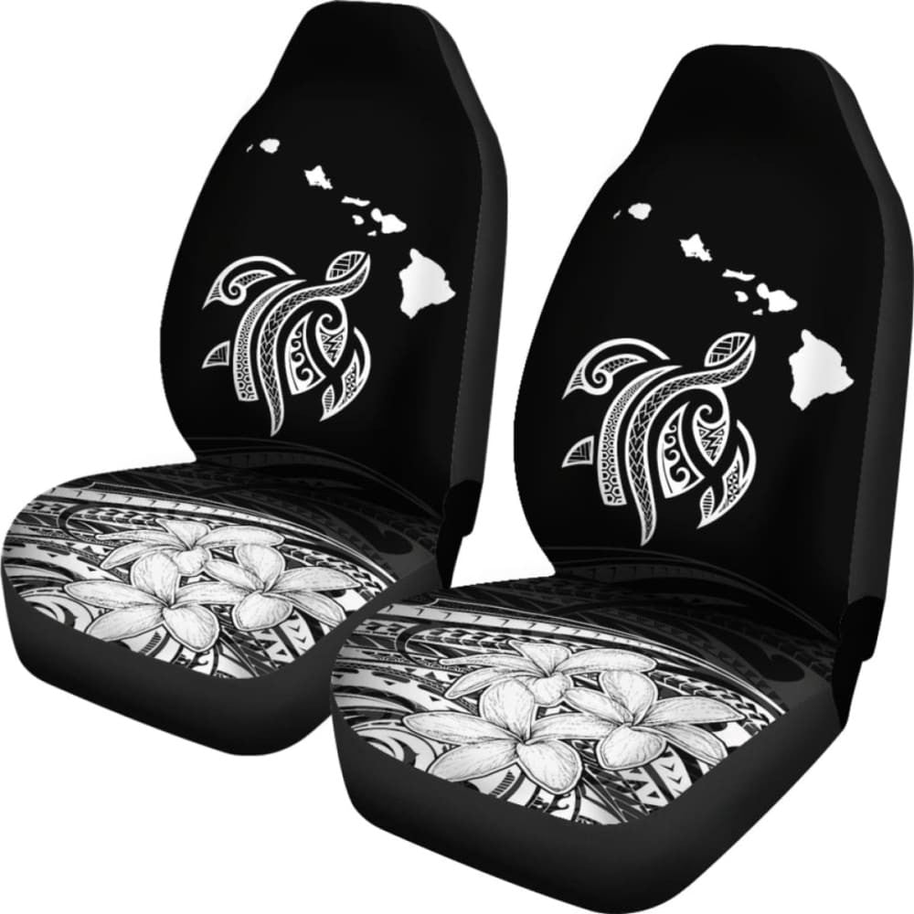 Hawaii Map Plumeria Polynesian White Turtle Car Set Covers - New - Awesome