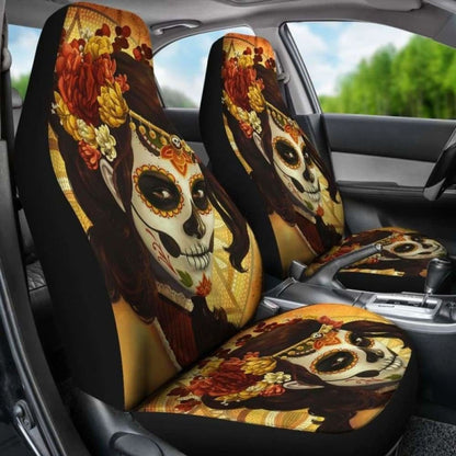 Set Pcs Sugar Skull Day Of The Dead Car Seat Covers