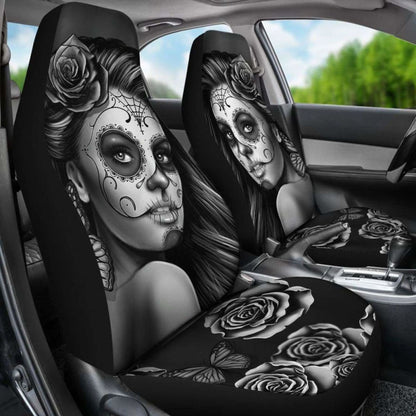 Calavera Girl - B/W - Car Seat Covers