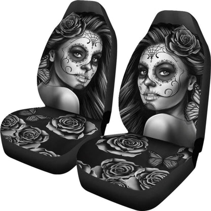 Calavera Girl - B/W - Car Seat Covers