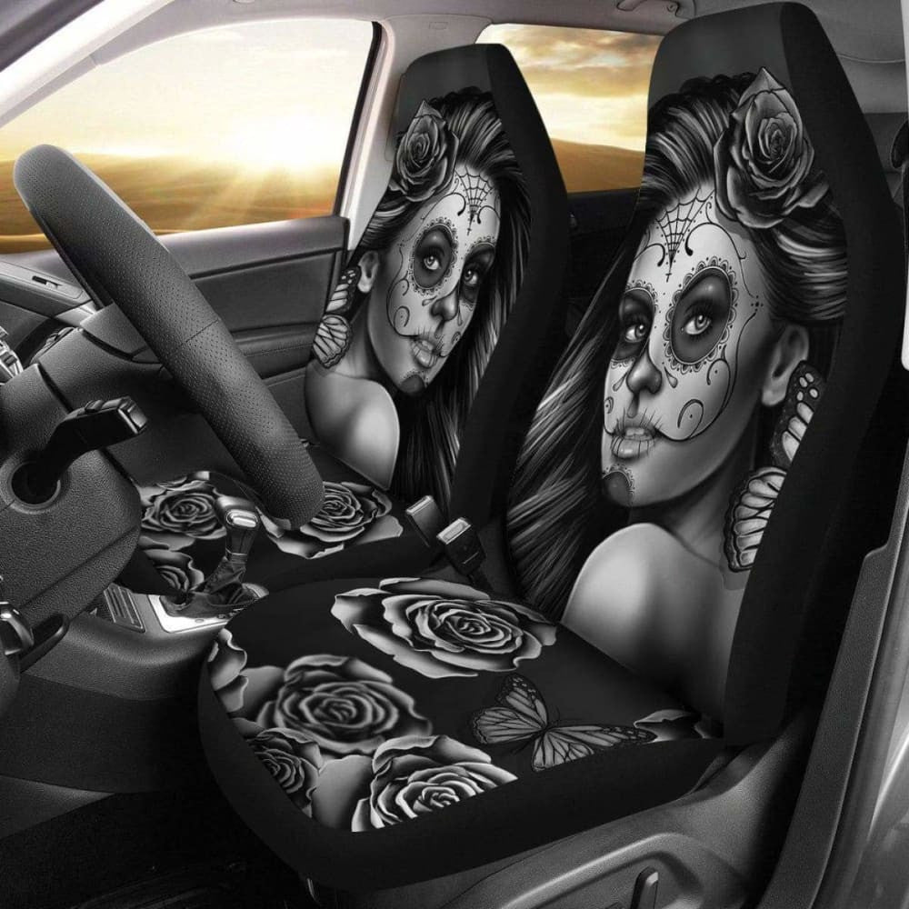 Calavera Girl - B/W - Car Seat Covers