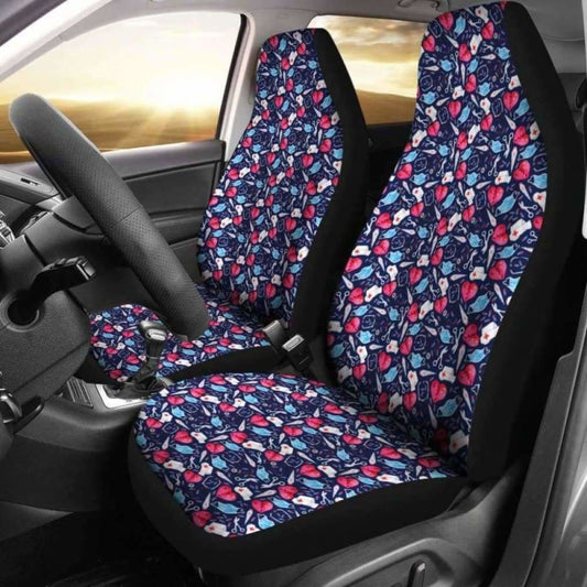 Nurse Pink Heart Car Seat Covers
