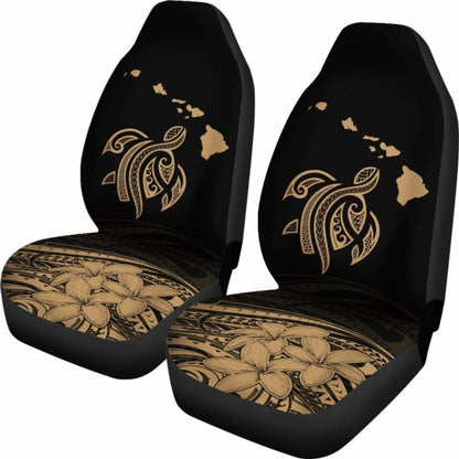 Hawaii Map Plumeria Polynesian Gold Turtle Car Set Covers - New - Awesome