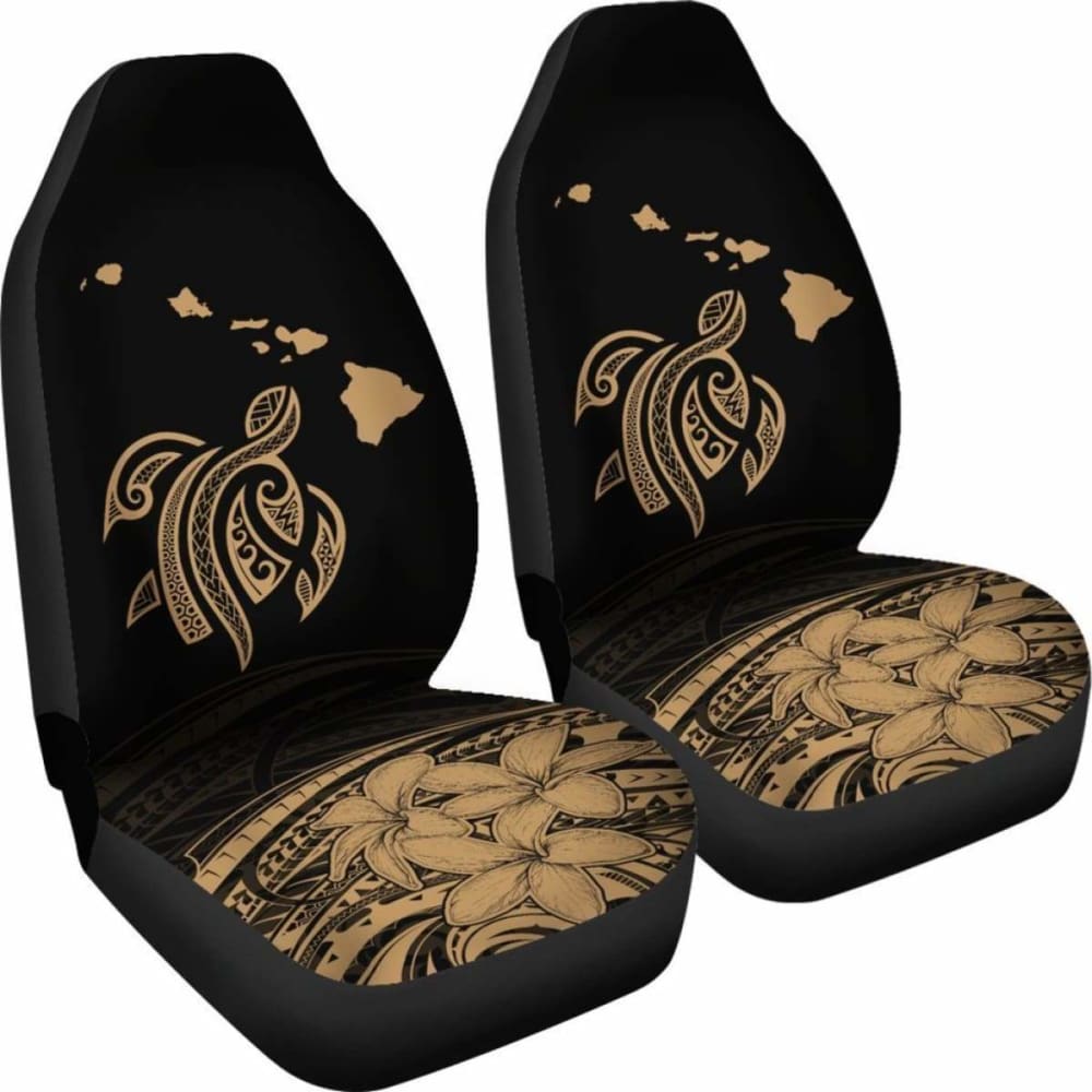 Hawaii Map Plumeria Polynesian Gold Turtle Car Set Covers - New - Awesome