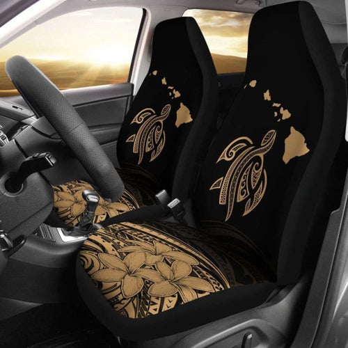 Hawaii Map Plumeria Polynesian Gold Turtle Car Set Covers - New - Awesome