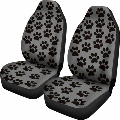 Paw Print Car Seat Covers Grey/Black