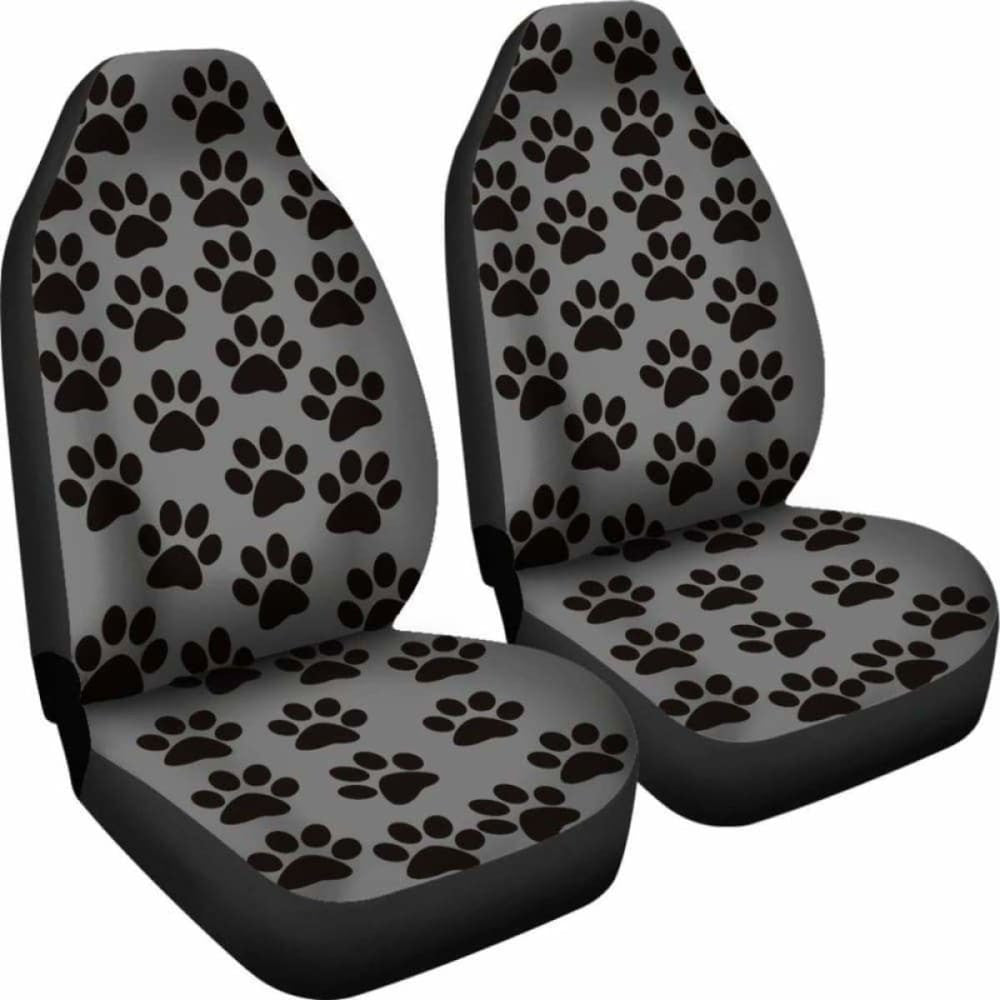 Paw Print Car Seat Covers Grey/Black