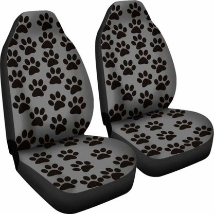 Paw Print Car Seat Covers Grey/Black