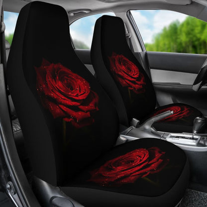 Car Seat Covers Rose Flower on Black Background