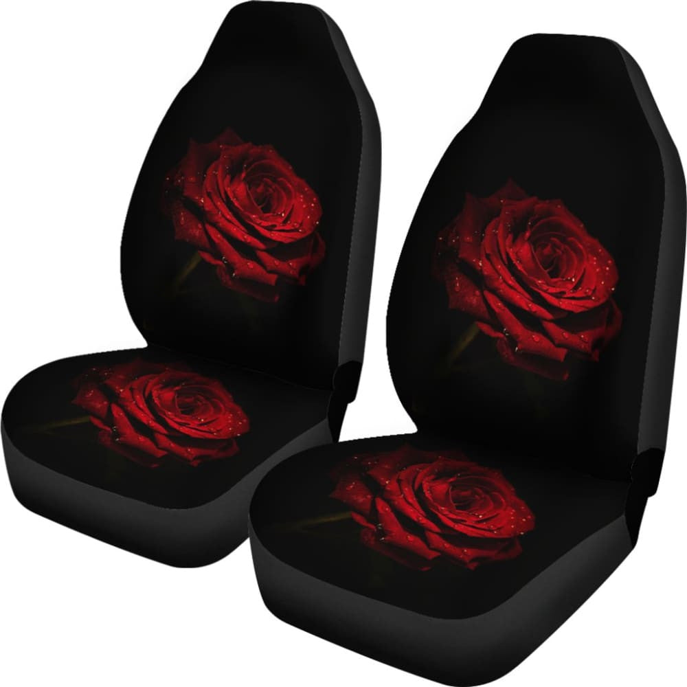 Car Seat Covers Rose Flower on Black Background