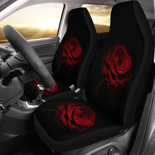 Car Seat Covers Rose Flower on Black Background