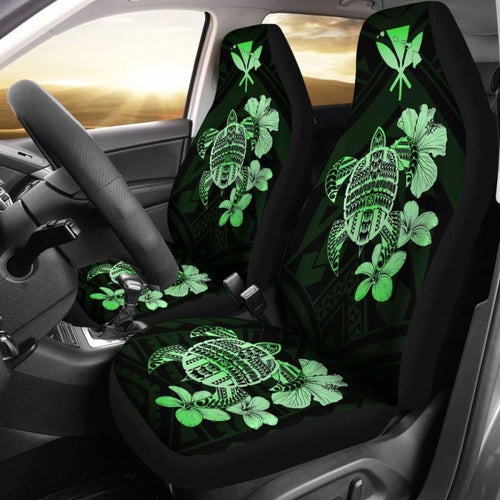 Hawaiian Kanaka Hibiscus Plumeria Mix Polynesian Turtle Car Seat Covers Green New Awesome