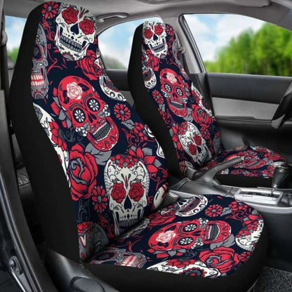 Gretta Skully Car Seat Covers - Sugar Skull - Red