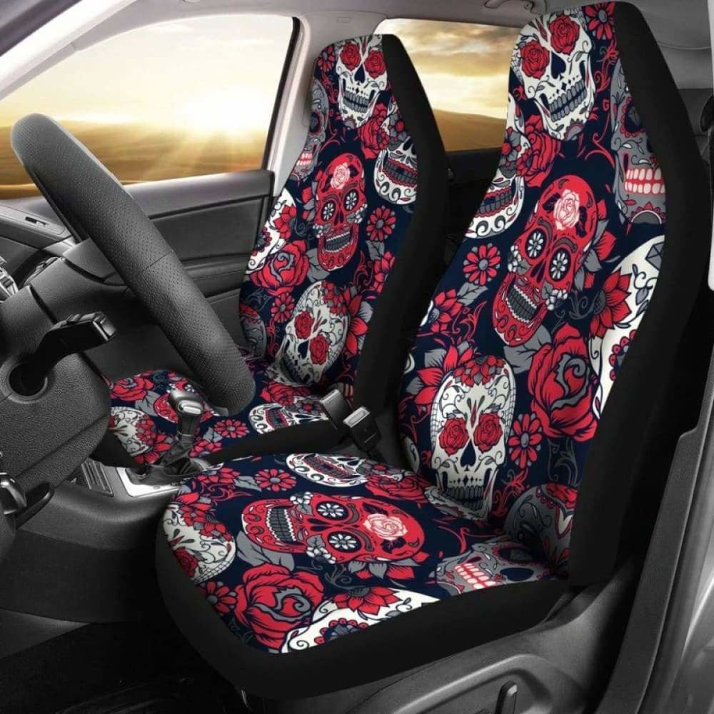 Gretta Skully Car Seat Covers - Sugar Skull - Red