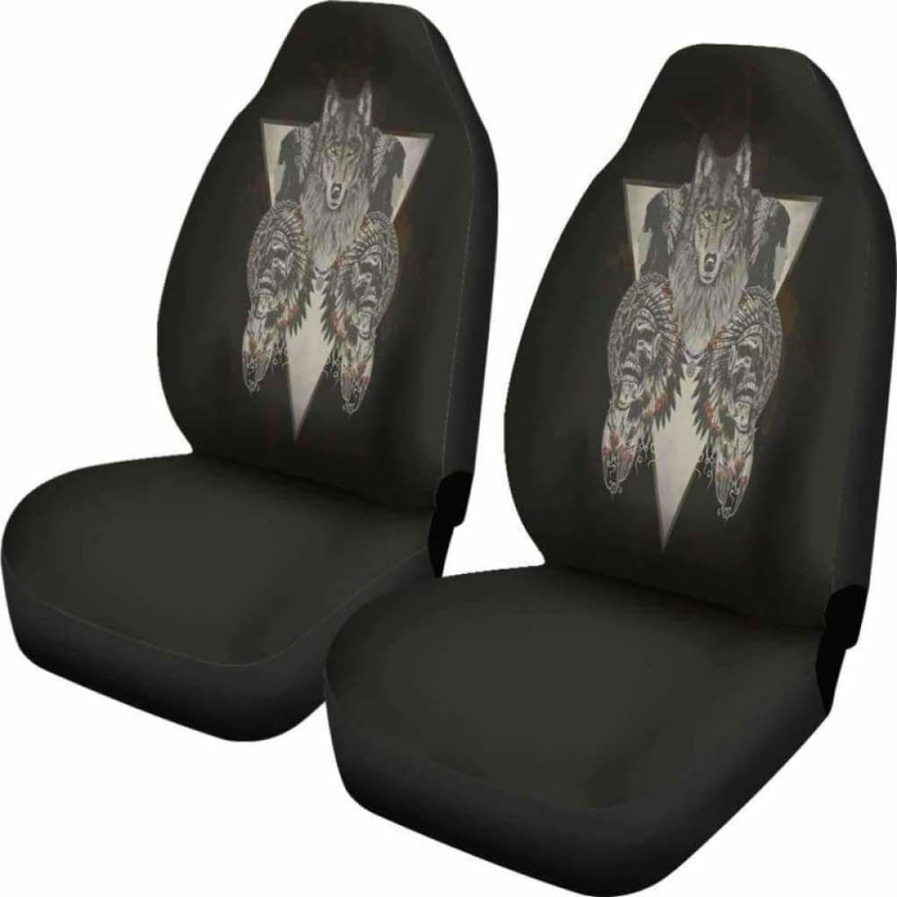 Indians Wolf Skull Car Seat Covers