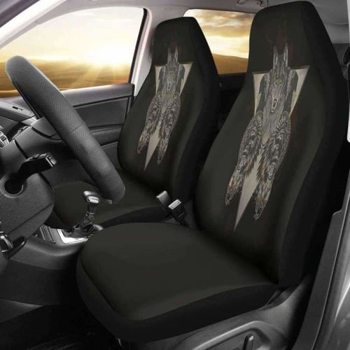 Indians Wolf Skull Car Seat Covers