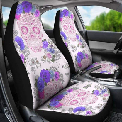 Set Pcs Floral Sugar Skull Day Of The Dead Skull Car Seat Covers