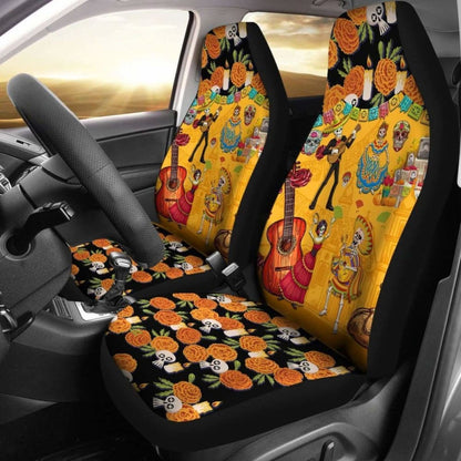 Mexican De Muertos Car Seat Cover Flowers