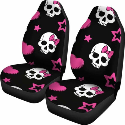 Sugar Skulls Pink Hearts Car Seat Covers
