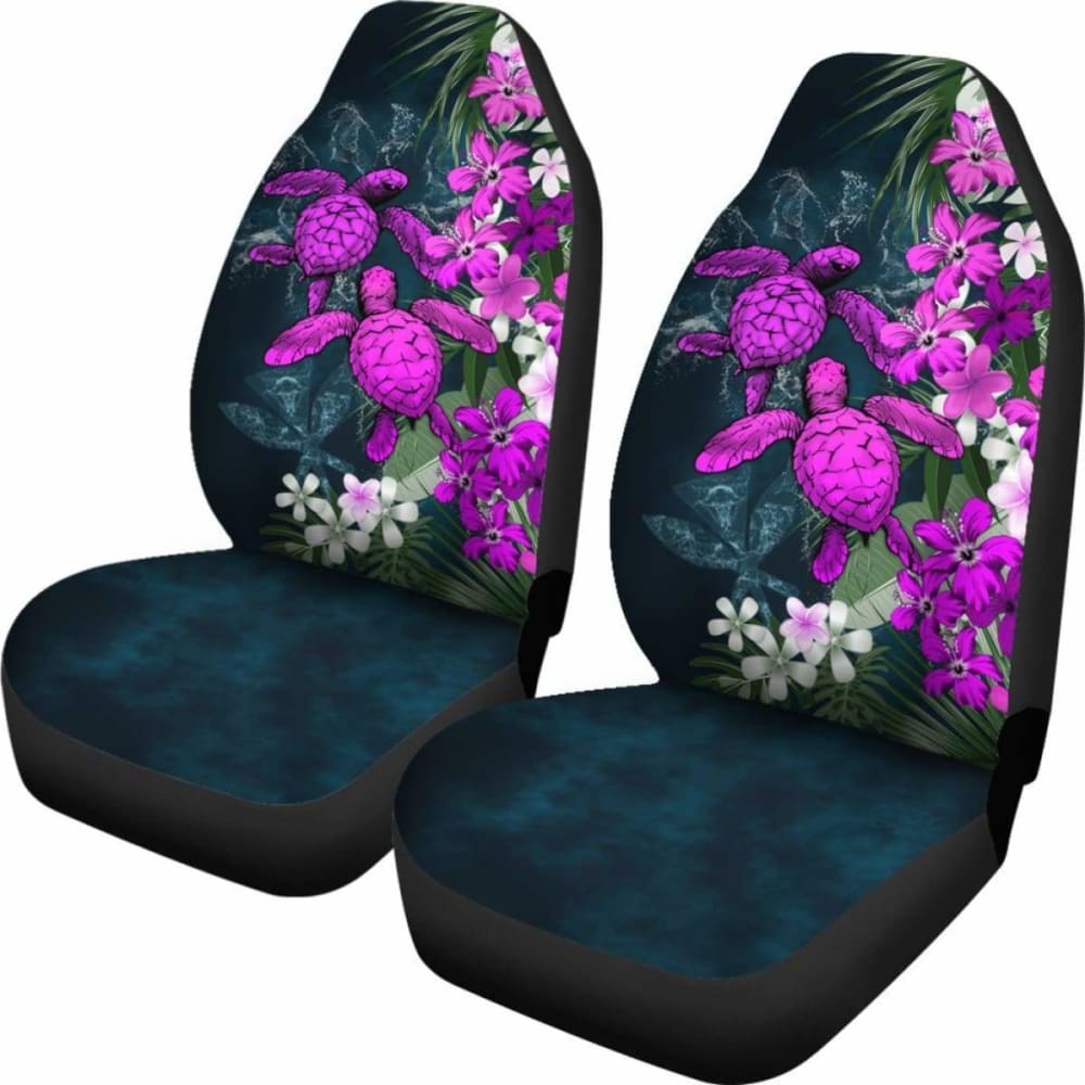 Kanaka Maoli (Hawaiian) Car Seat Covers - Sea Turtle Tropical Hibiscus And Plumeria Purple Amazing
