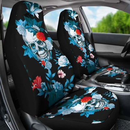 Set Pcs Floral Sugar Skull Day Of The Dead Skull Car Seat Covers