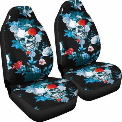 Set Pcs Floral Sugar Skull Day Of The Dead Skull Car Seat Covers