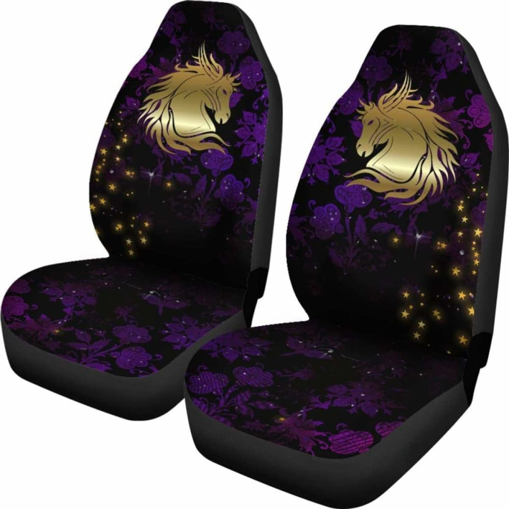Horse On Purple Damask Car Seat Cover