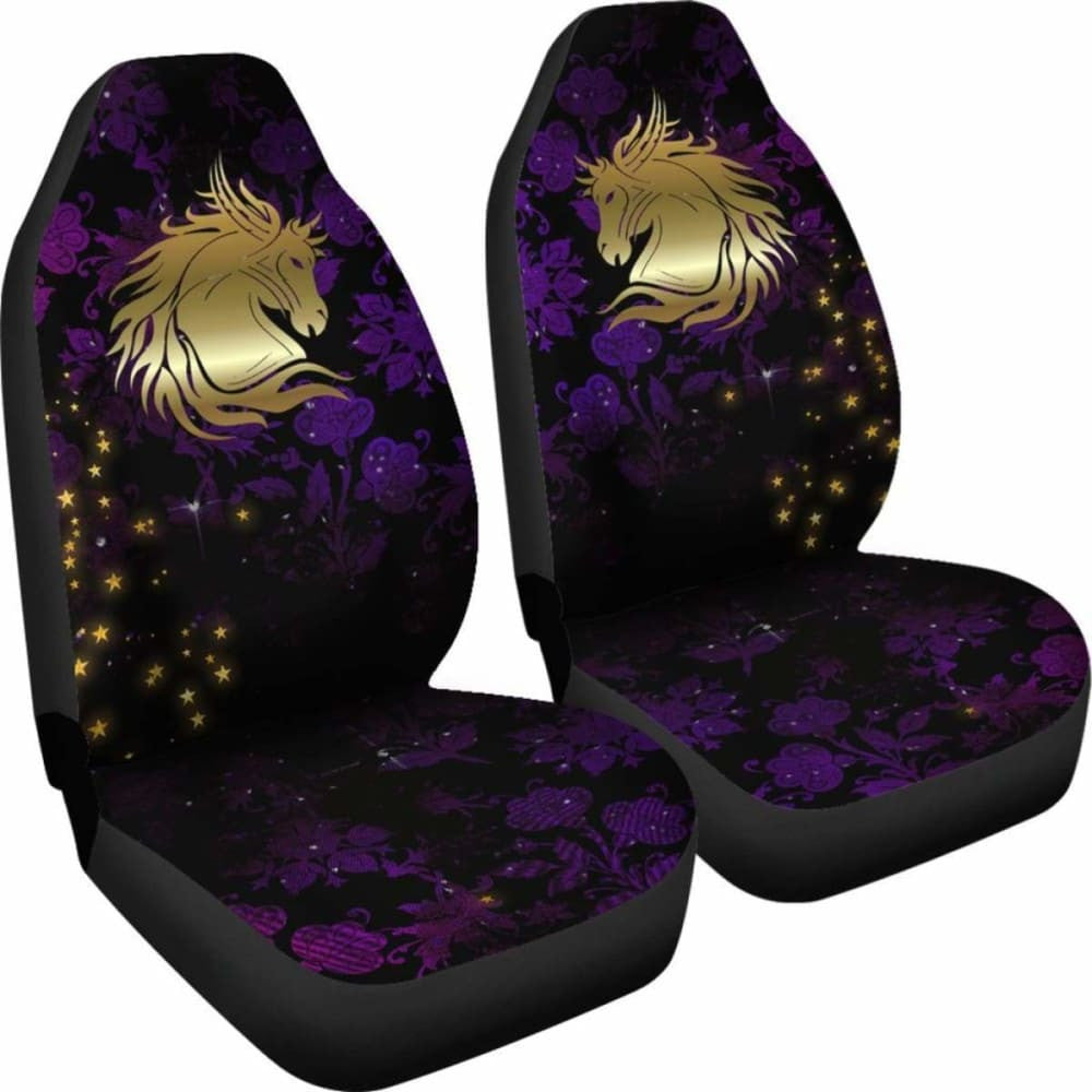 Horse On Purple Damask Car Seat Cover