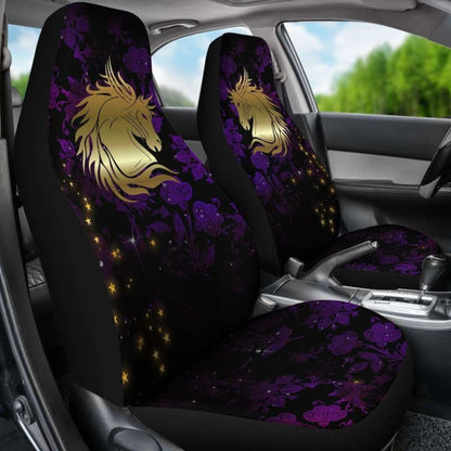 Horse On Purple Damask Car Seat Cover