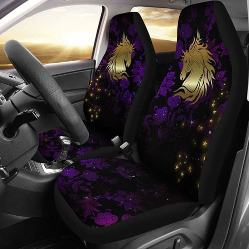 Horse On Purple Damask Car Seat Cover