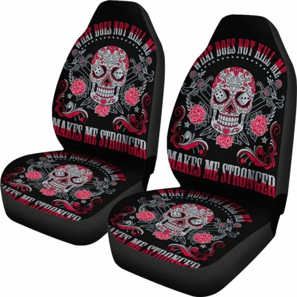 Set Of Sugar Skull Car Seat Cover Day Of The Dead