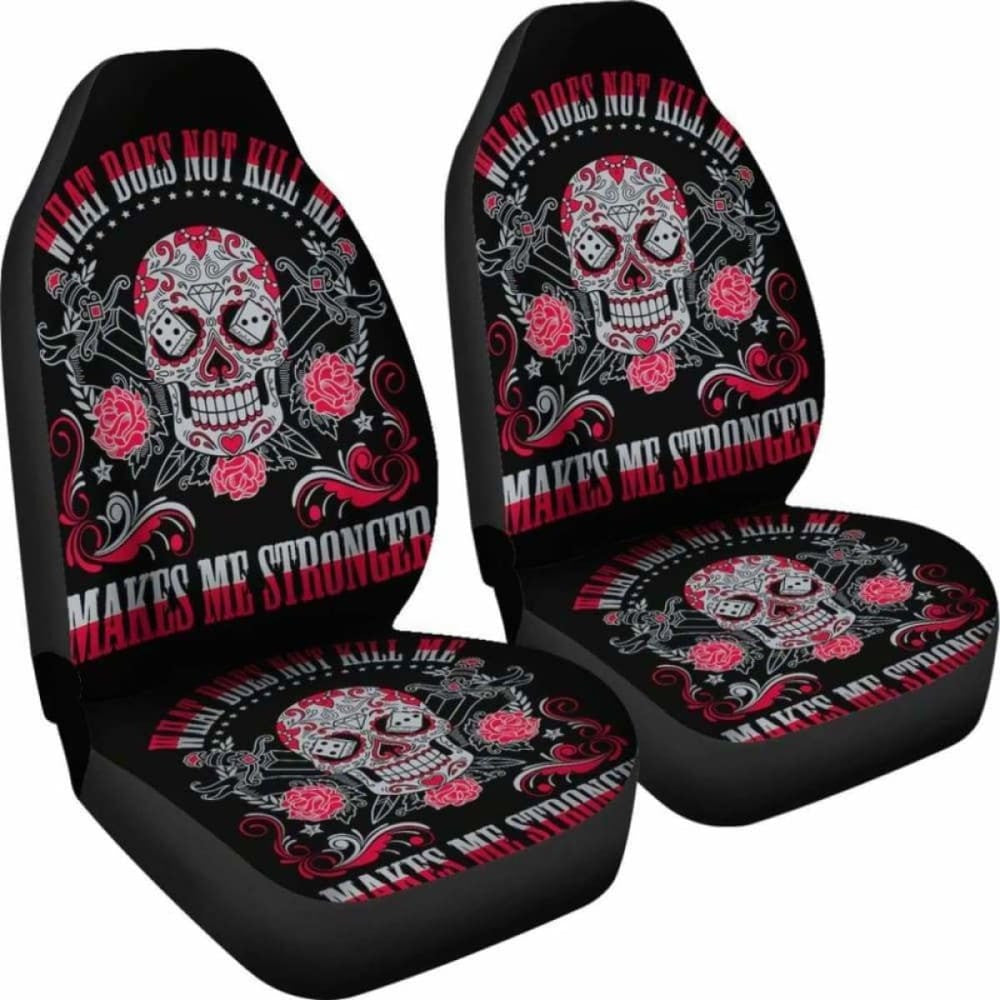 Set Of Sugar Skull Car Seat Cover Day Of The Dead