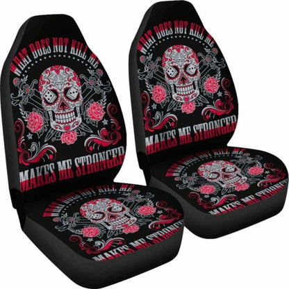 Set Of Sugar Skull Car Seat Cover Day Of The Dead