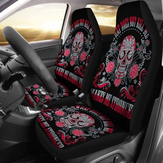 Set Of Sugar Skull Car Seat Cover Day Of The Dead