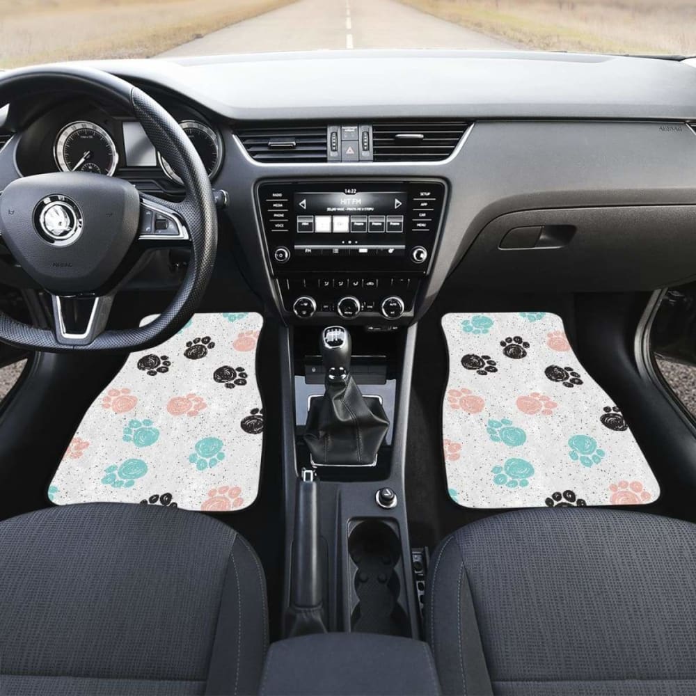 Dog Paws Pattern Print Design  Front And Back Car Mats