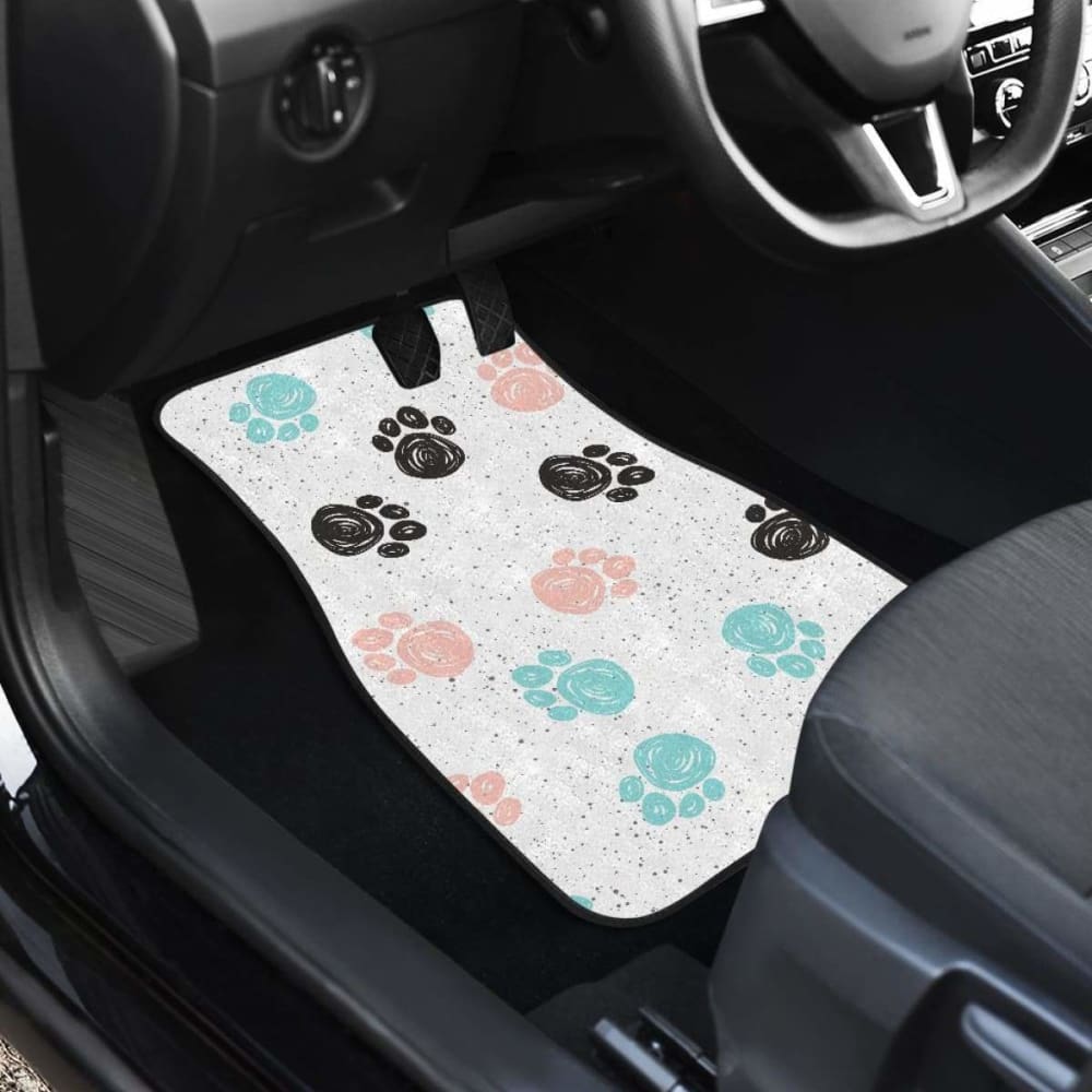 Dog Paws Pattern Print Design  Front And Back Car Mats