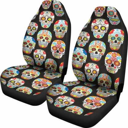 Set Of Pcs Sugar Skull Day Of The Dead Car Seat Covers