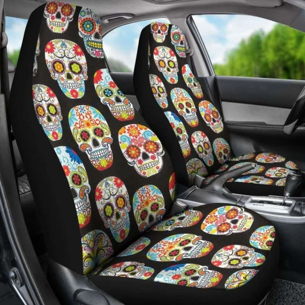 Set Of Pcs Sugar Skull Day Of The Dead Car Seat Covers