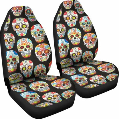 Set Of Pcs Sugar Skull Day Of The Dead Car Seat Covers