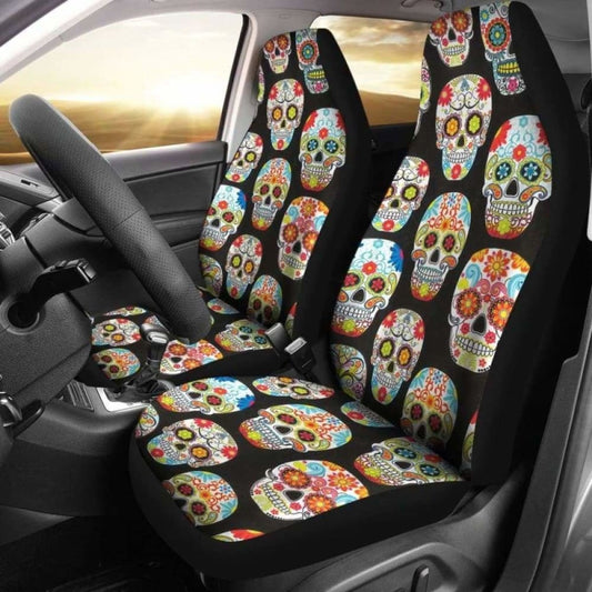 Set Of Pcs Sugar Skull Day Of The Dead Car Seat Covers