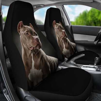 Dark Grey Pit Bull Black Car Seat Covers