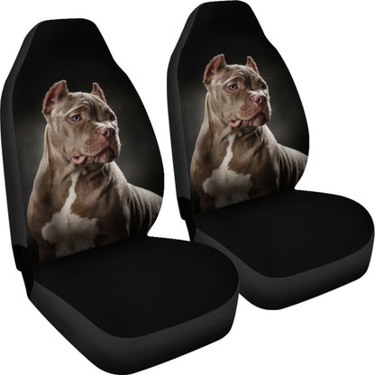 Dark Grey Pit Bull Black Car Seat Covers